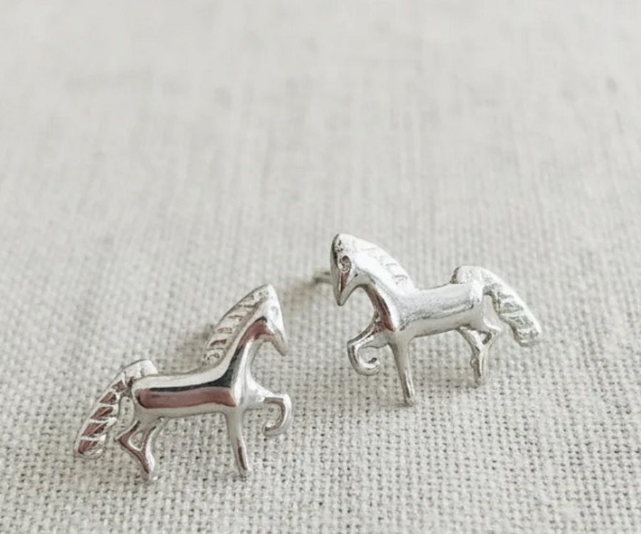 Sterling Silver Pony Stud Earrings image 0